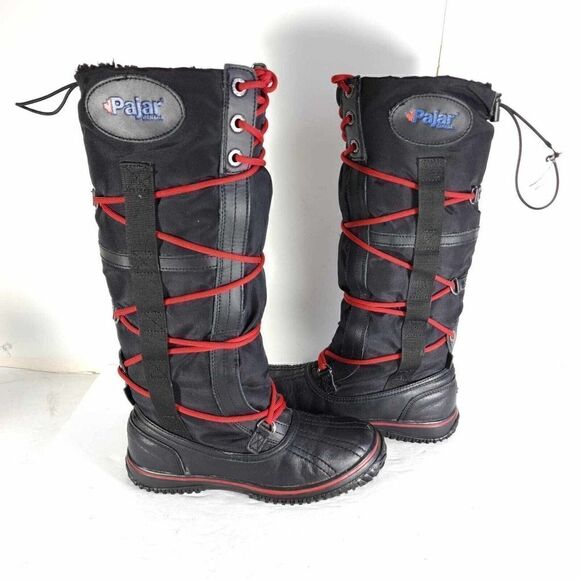 Pajar Women's US 6-6,5 Black Waterproof Lace Up Grip Insulated Tall Snow Boots - Picture 9 of 13